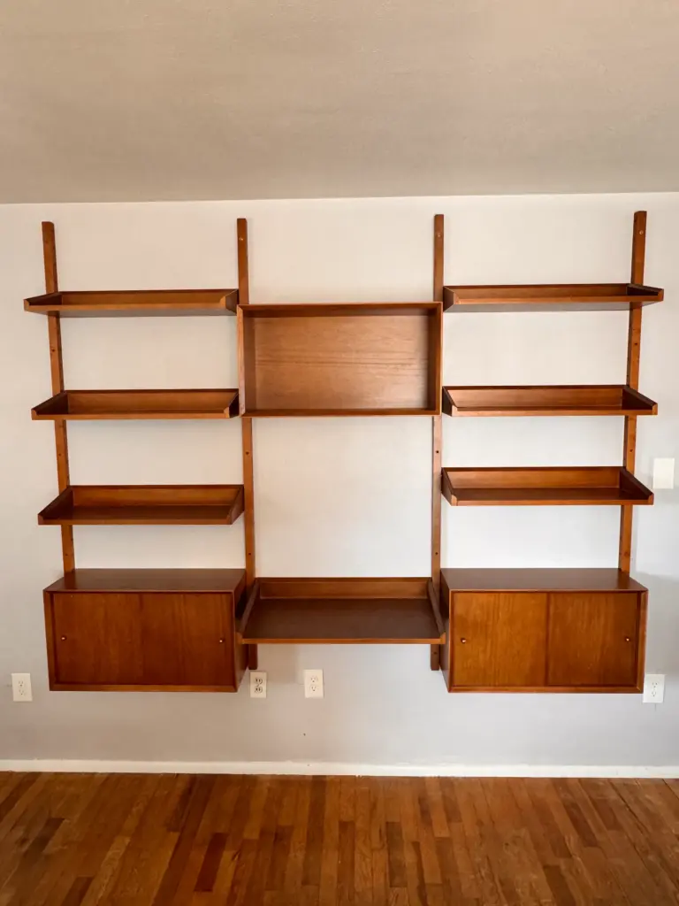 Wall mounted floating desk and shelving system installed by ZehmTV inside a home in Tacoma Washington